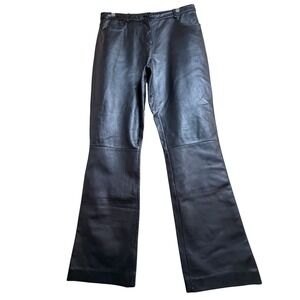 Vintage Neiman Marcus Black Leather Bootcut Pants Women’s 12‎ Y2K
